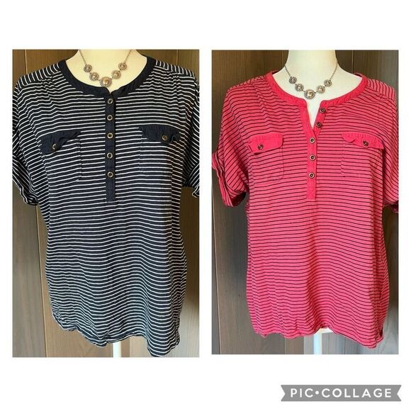 CARIBBEAN JOE Set of 2 Tees 1X - Picture 1 of 10